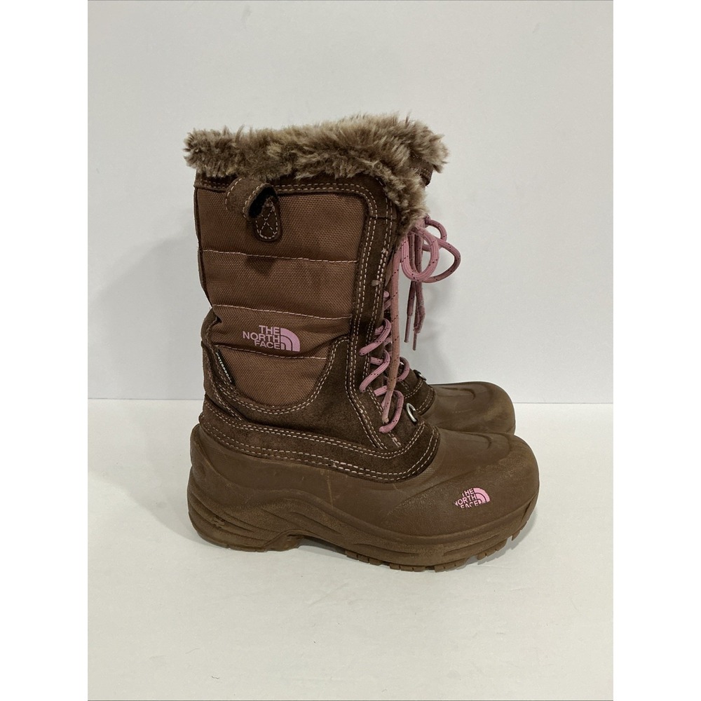 The North Face Kids Size 2 Winter Boots, Heat Seeker, Brown W/Pink, Waterproof
